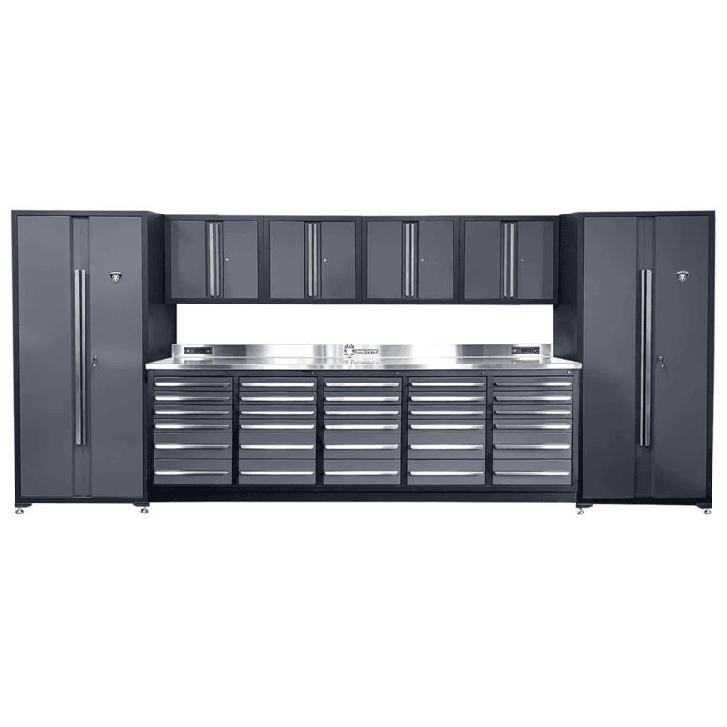 Dragonfire Tools 30 Drawer 9 Foot Workbench With Upper Cabinets And Locker Cabinets