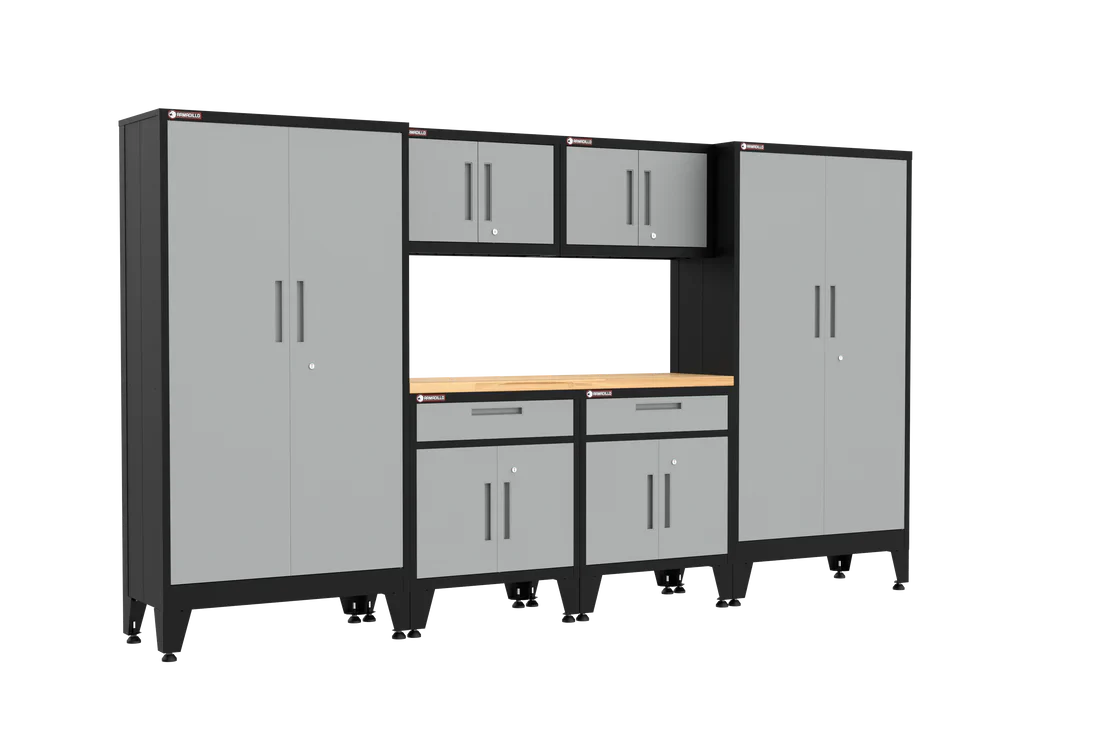 Armadillo Tough 7 piece Garage Cabinet Set With Levelers 104