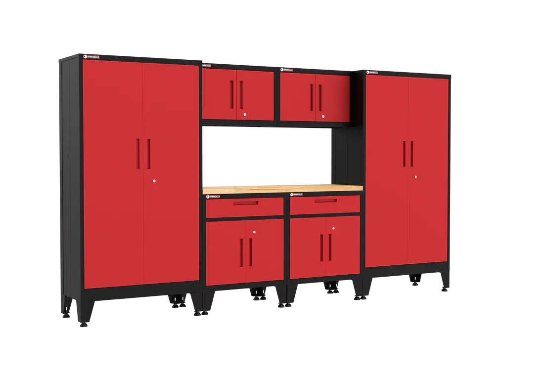 Armadillo Tough 7 piece Garage Cabinet Set With Levelers 104