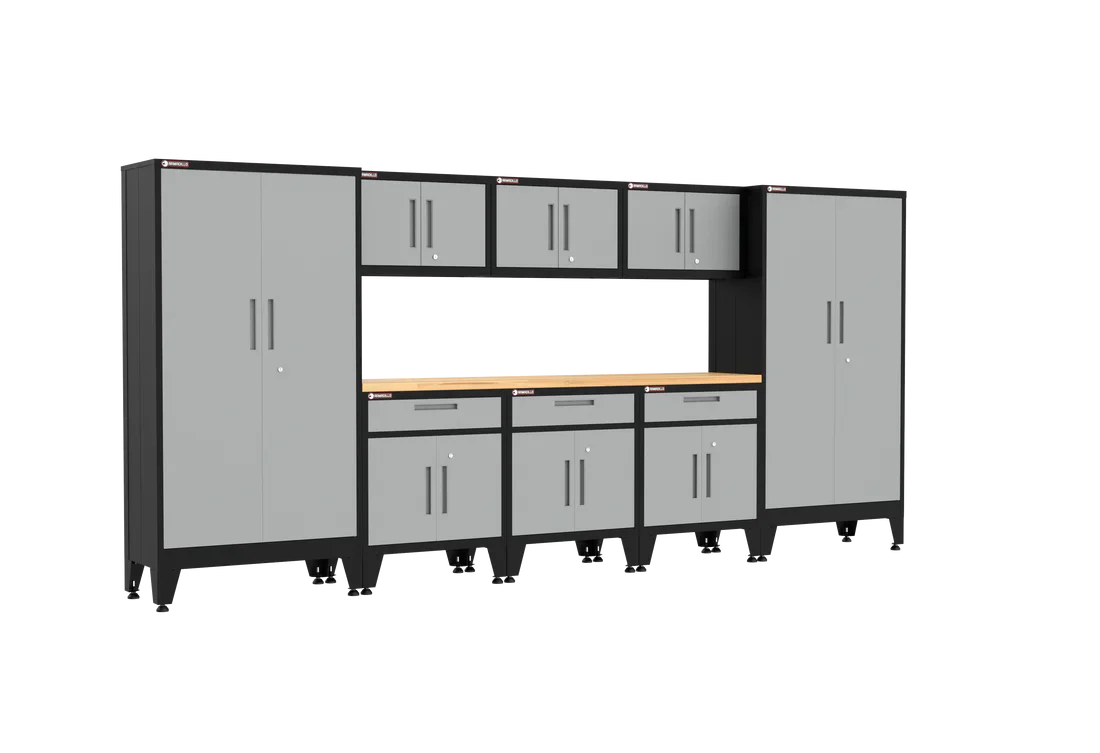 Armadillo Tough 9 Piece Garage Cabinet Set With Levelers 97