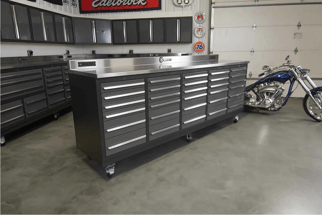 Dragonfire Tools 30 Drawer 9 Foot Workbench With Upper Cabinets And Locker Cabinets