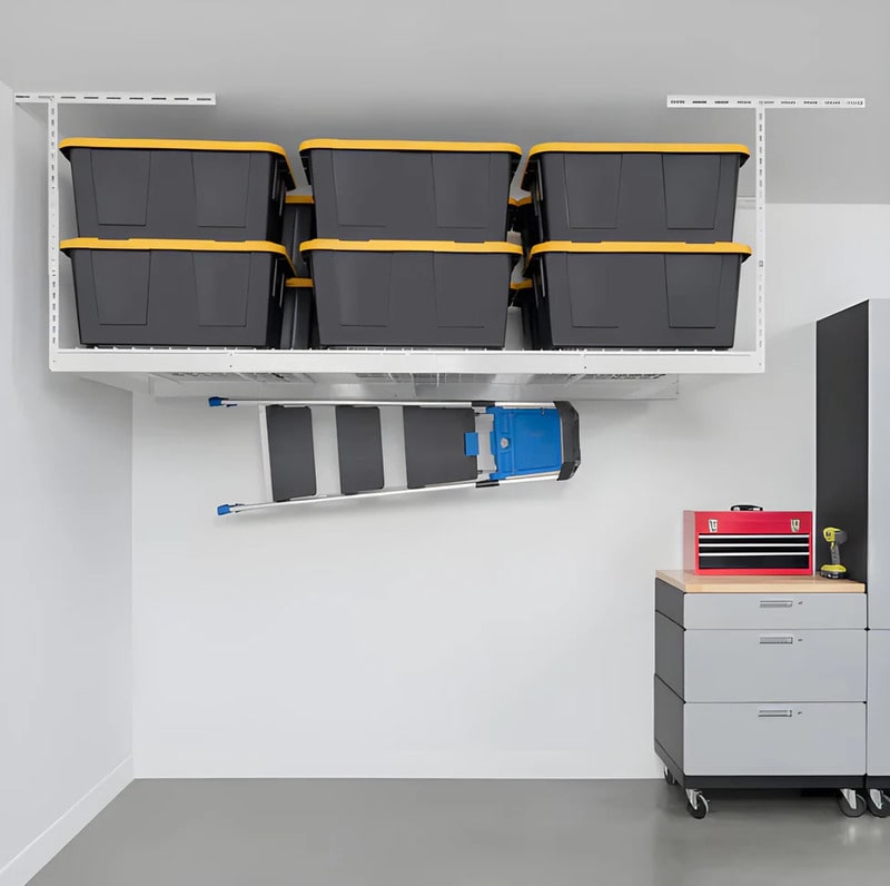 4x8 Storage Racks SafeRacks 4x8 Overhead Garage Storage Rack With 5 Bins (Red) — The ...