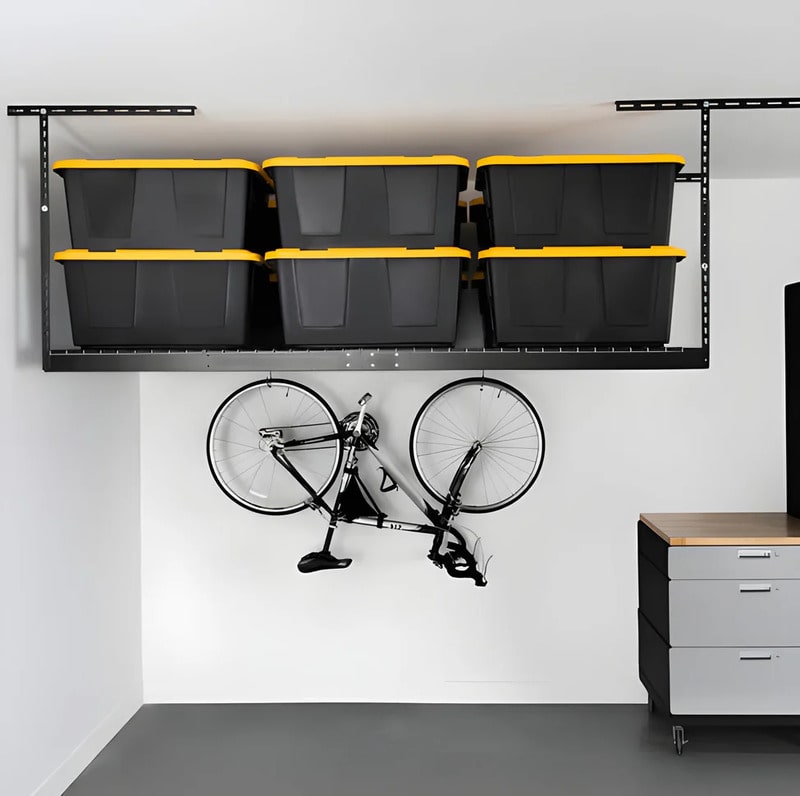SafeRacks 4x8 Overhead Garage Storage Rack With 5 Bins (Yellow) — The ...