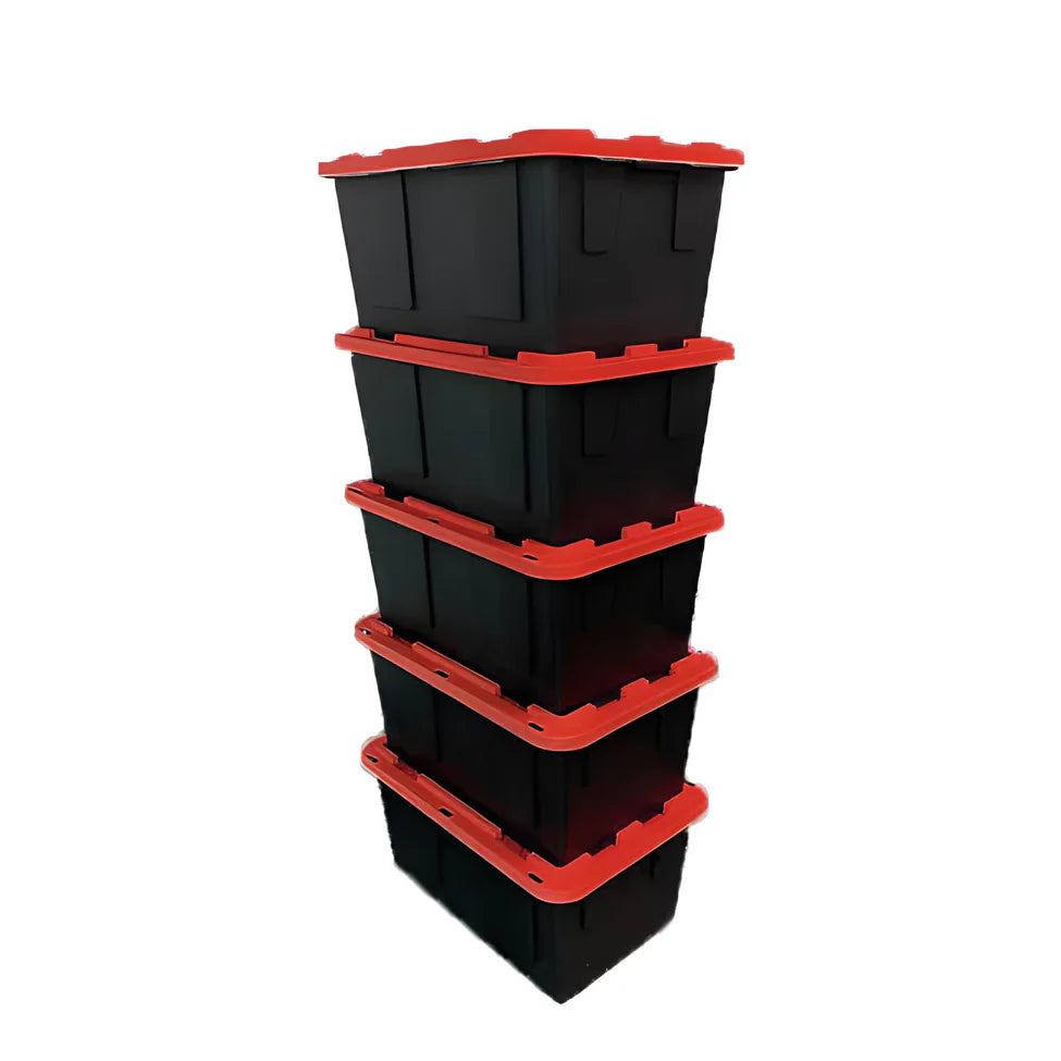 SafeRacks Lockable 27 Gallon Storage Bin - Set Of 5 In Red