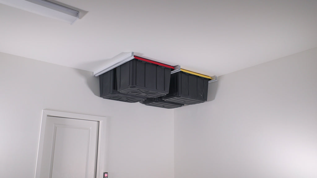 E-Z Bin Slide Overhead Garage Storage Racks Video